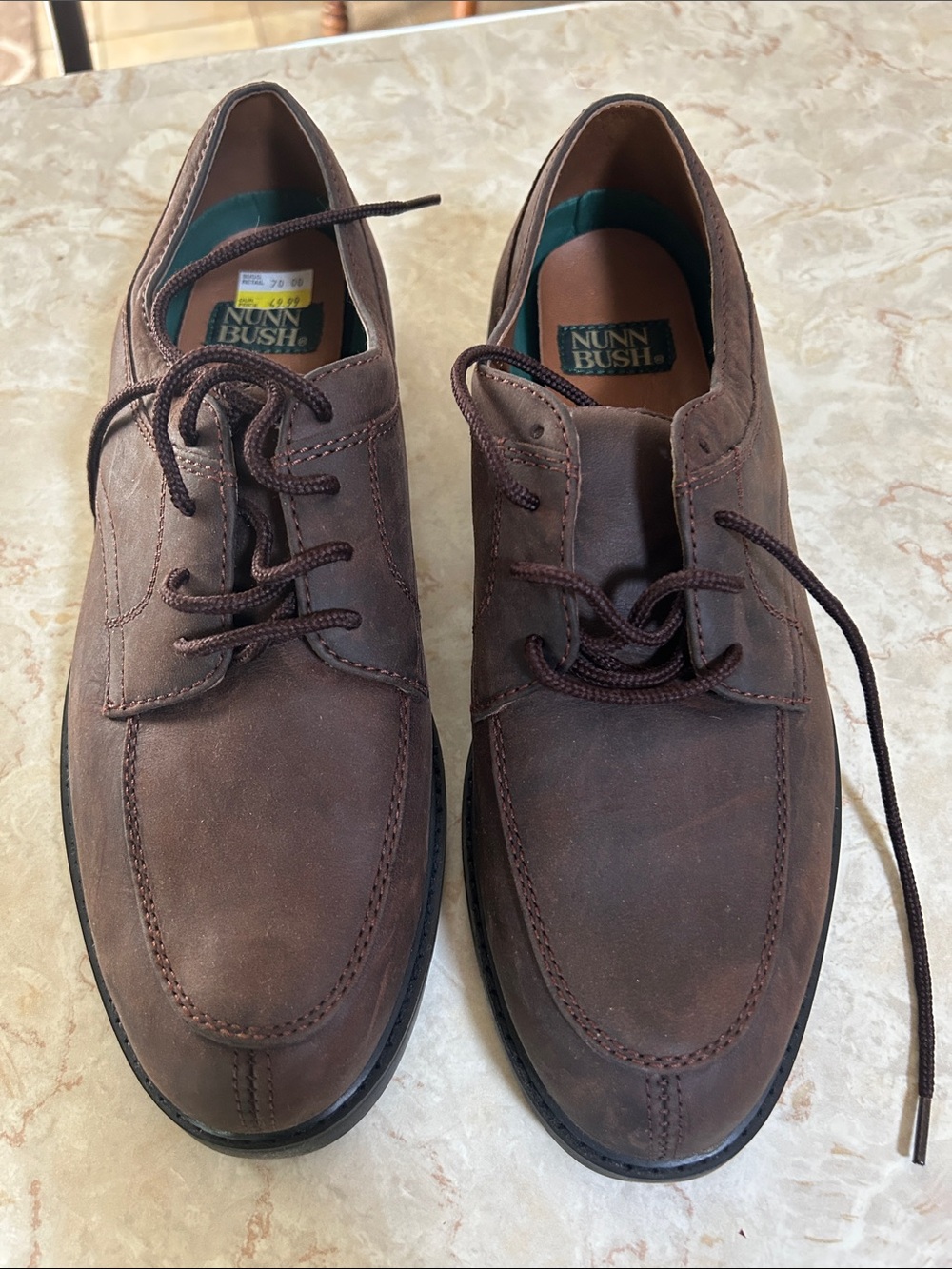 Nunn Bush Brown Leather Derby Lace-Up Shoes